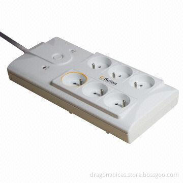 6-way Power Strips with Master Sleeve Surge Protection for Europe Type
